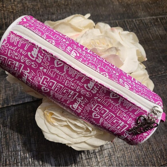 Coach Poppy Flower Tootsie Roll Makeup Case Pencil Holder Collectors Piece - Picture 1 of 9